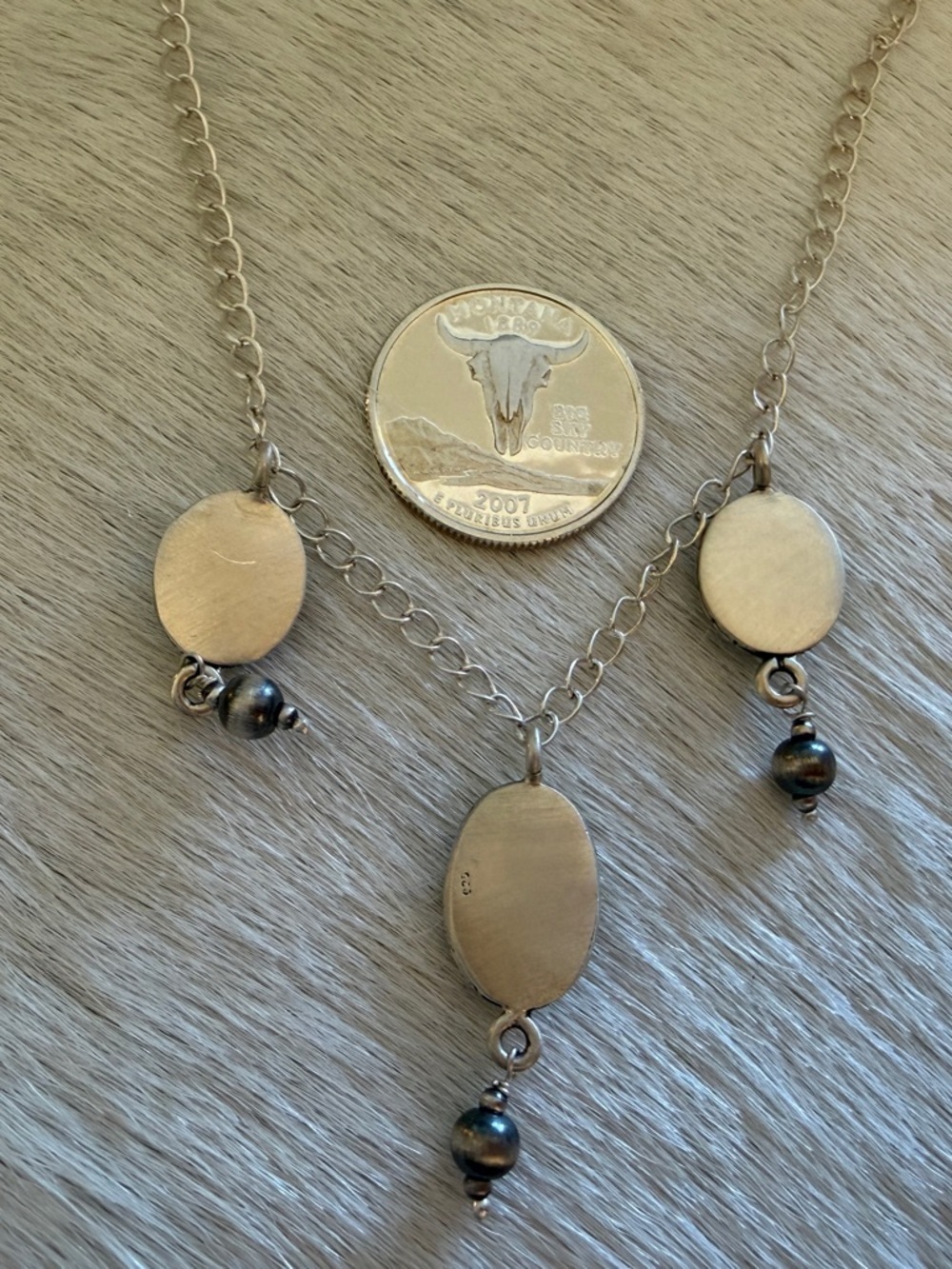 ❤️ Sierra Bella Turquoise 20” Sterling ADJ Necklace 5mm Desert Pearl Dangles 10G - Picture 10 of 12